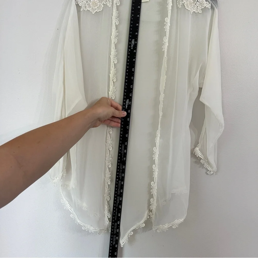 Victoria's Secret Vintage Gold Label Ivory Sheer Lace Lingerie Robe Medium